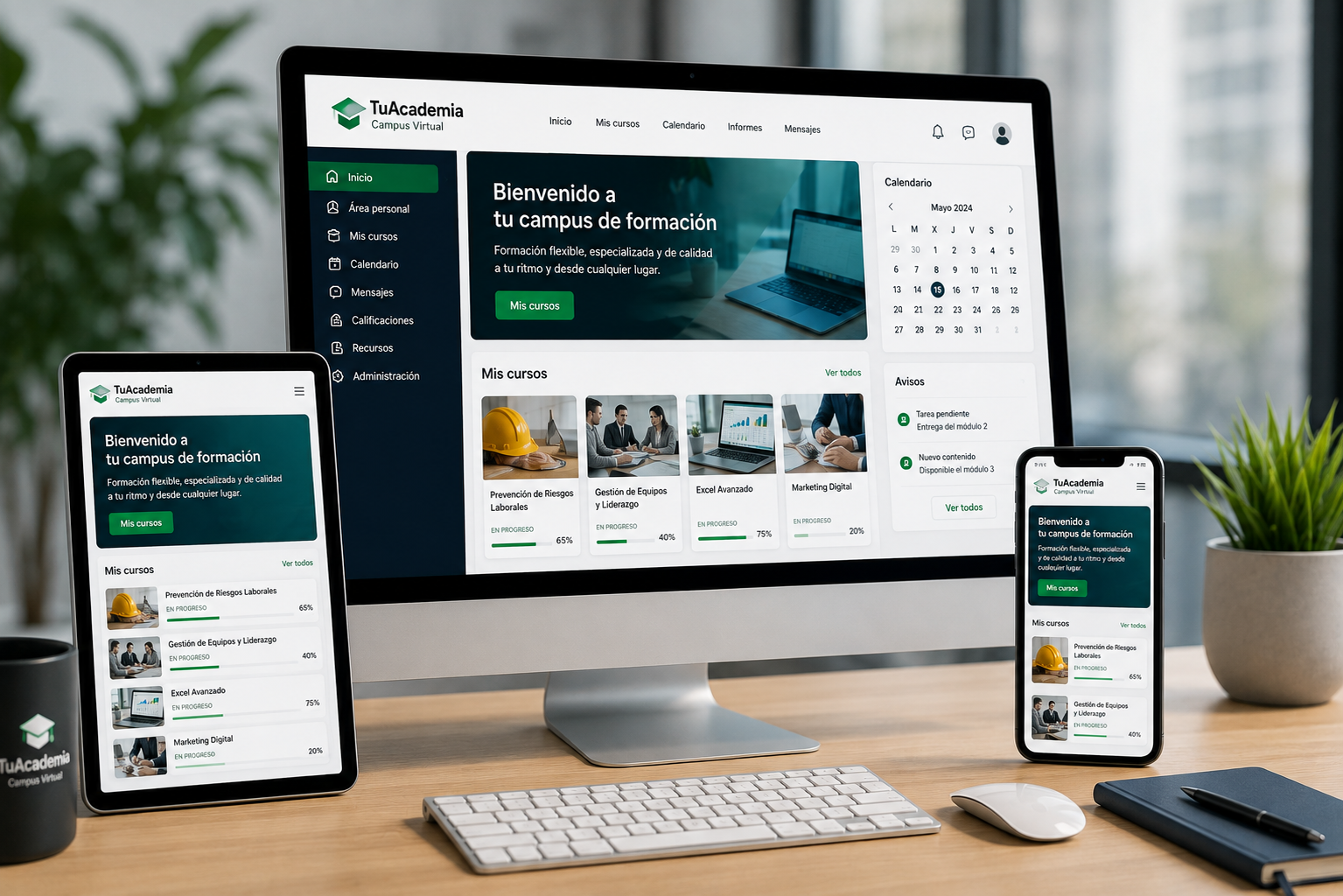 Plataforma de formación online personalizada para academias y empresas