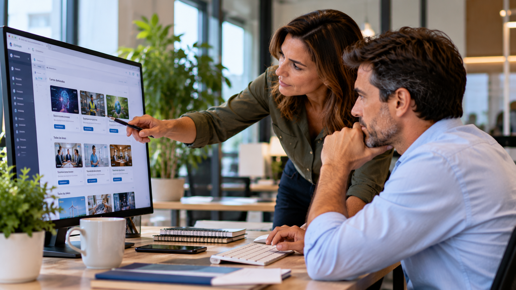 Profesionales seleccionando cursos online para su catálogo formativo